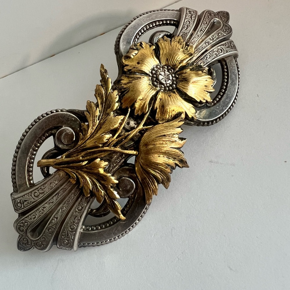 Vintage French Gold & Silver tone Statement Hair clip